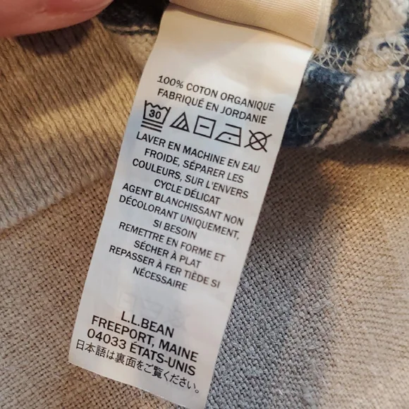 L.L. Bean Navy and Cream Striped Crew Neck Sweater - Picture 5 of 7
